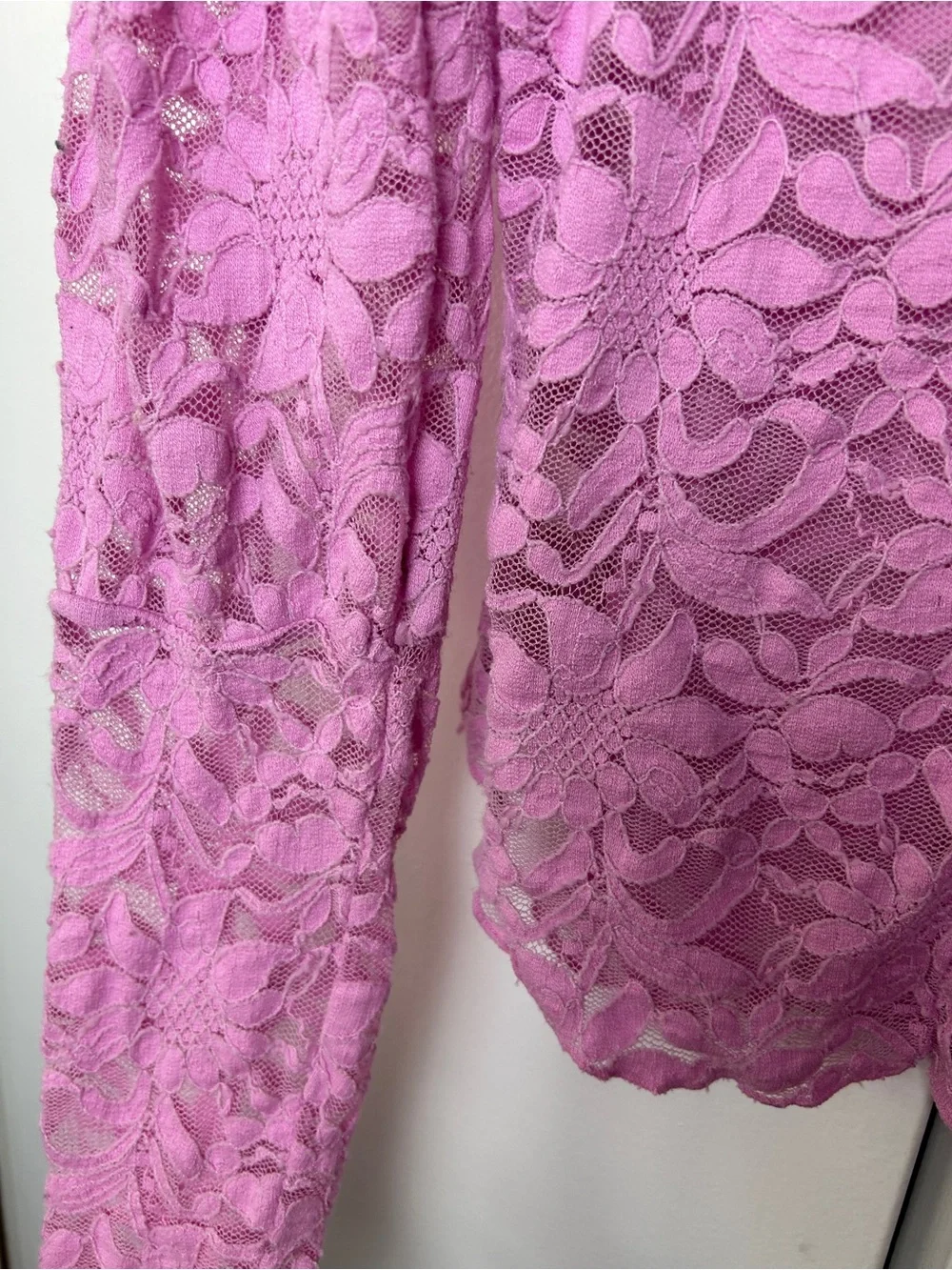 Free People Intimately Floral Lace square Neck Long Sleeve Top - Pink